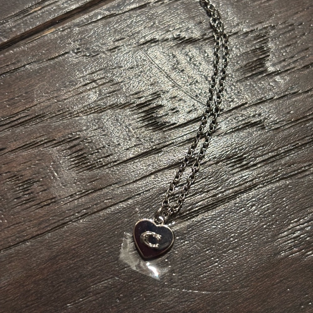 Coach Silver Heart Necklace NWT